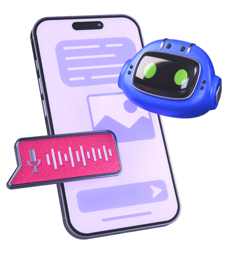 A phone with a robot and a voice message — the Quest AI app for practice between lessons