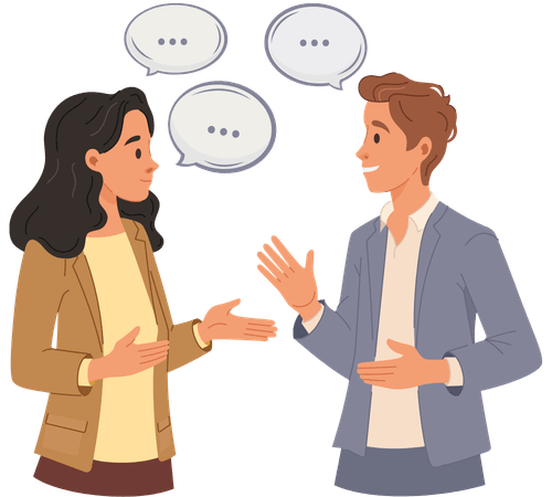 Two adults talking — role-play of real situations in a lesson